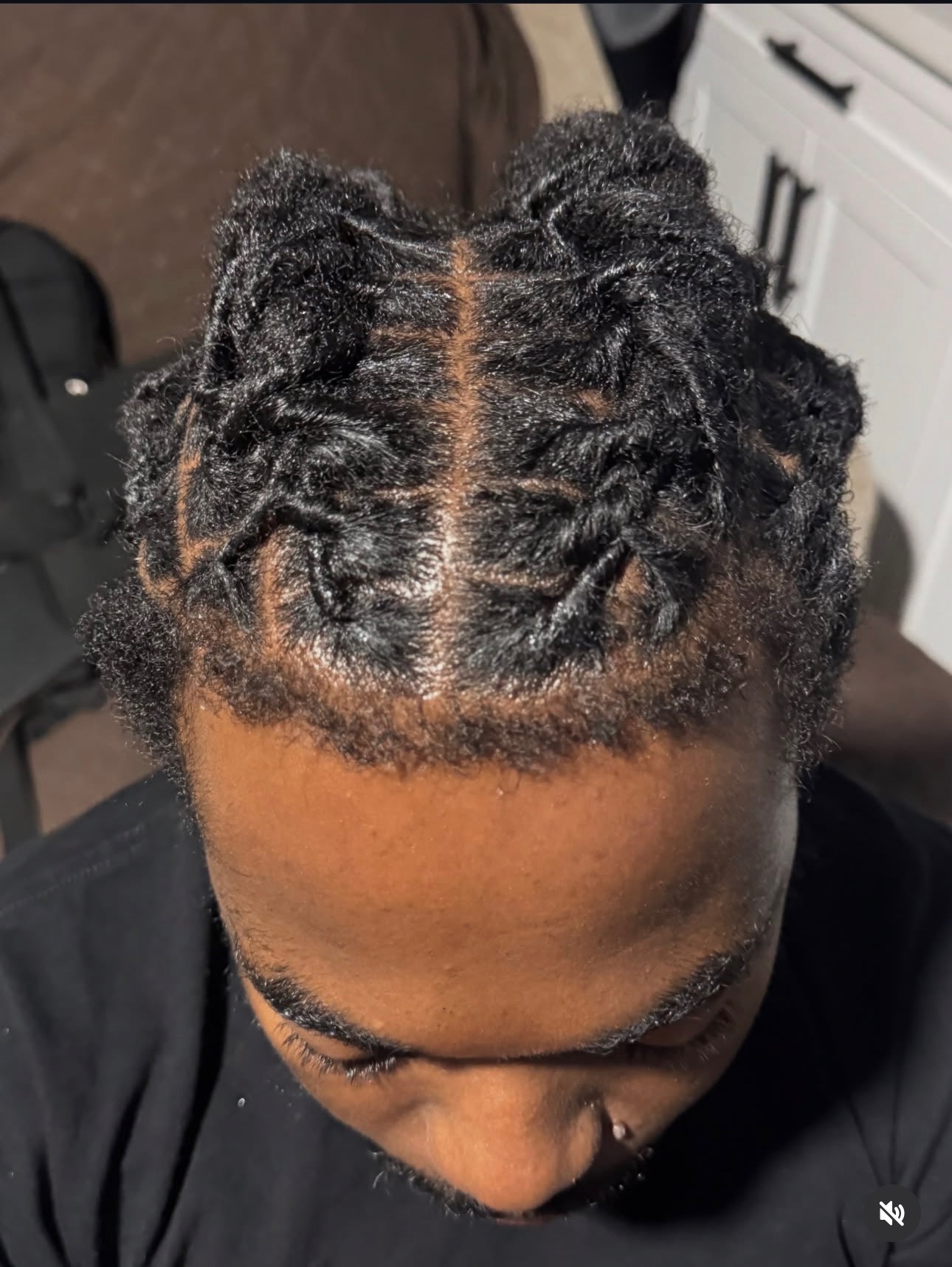 Detailed loc retwist by Mook, top view
